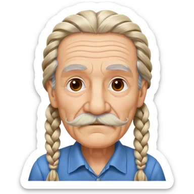 very old,  and mustached, haired, braided, sticker