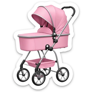 Pink newborn stroller with one handle sticker