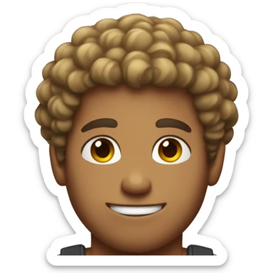 Buff guy with curly hair sticker