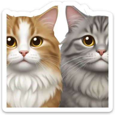 brown siberian cat and grey and white cat sticker