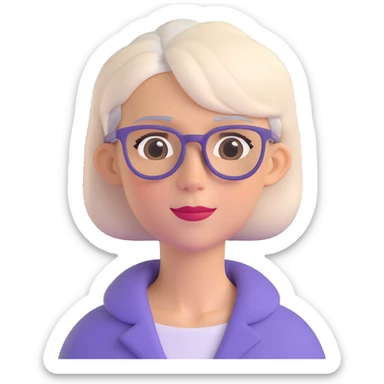 emoji of a slim woman with very short gray-blond hair, wearing glasses sticker