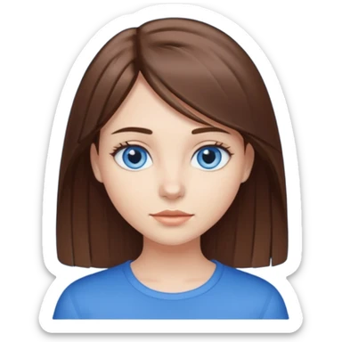 a girl with medium straight brown hair blue eyes  sticker