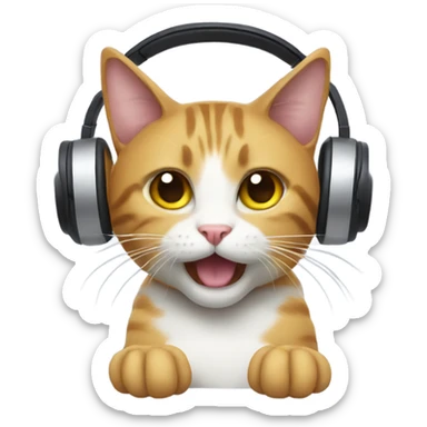 a cat with gaming headphones sticker