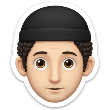 jewish jew man's face, wearing a tiny black kippah and 2 curly hair strands near the ears, only face, no body sticker