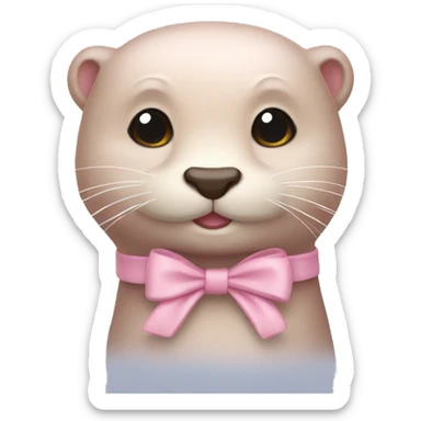 a light pink otter With a bow on the head sticker