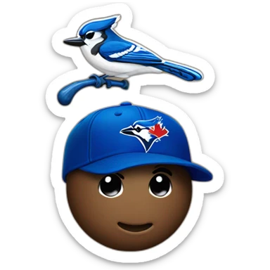 poop emoji wearing a toronto blue jays baseball cap sticker
