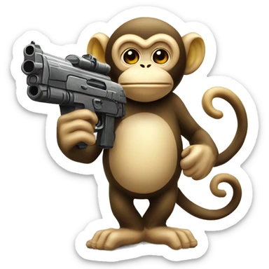 monkey eating a banana with ufo and guns saying what is a kilometre  sticker