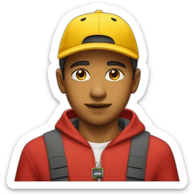 Morocho boy in red attire with a yellow Nike cap 🌟. sticker