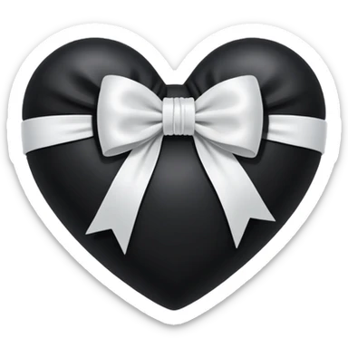 a black heart wrapped in a white bow  sticker
