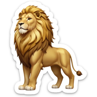 cinematic-lion-realistic-full-body-standing-emoji,-muscular-frame-exuding-royal-confidence,-majestic-mane-flowing-in-the-wind,-head-tilted-dramatically,-sleek-golden-fur,-piercing-eyes-filled-with-untamed-wisdom,-simplified-yet-realistic-focused-features,-highly-detailed,-glowing-with-an-almost-sarcastic-glow sticker
