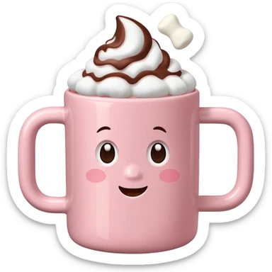 Light Pink mug of hot chocolate with marshmallows sticker