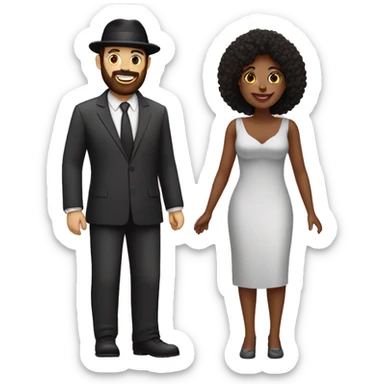 Bearded Jewish man and black woman on date sticker