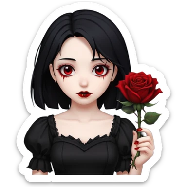Bloody black rose anime gothic emo  beautiful gorgeous cool edgy cute lady sticker