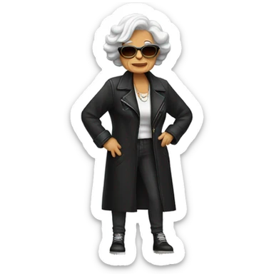 stylish rocker elderly woman making 🤘 sticker