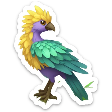 Colorful earthly muddy fresh Cool Cute Fantasy legendary swampy tree-jungle-bird plant-grass-type-Dendro-avian Fakemon full body sticker