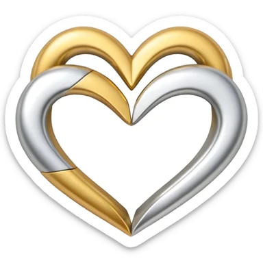 gold and silver intertwined hearts sticker