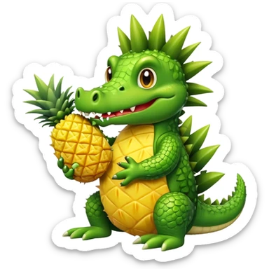 Cute crocodile eating a pineapple sticker
