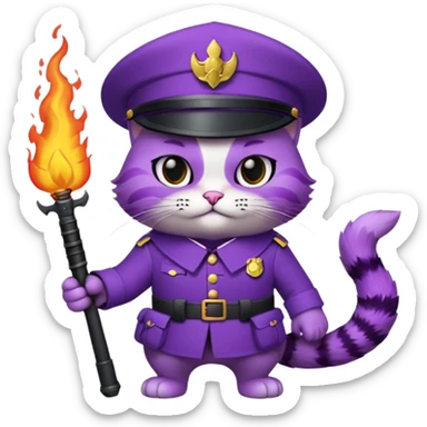Un chat violet avec une arme a feu sticker