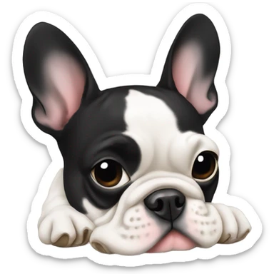 Black and white Frenchie with bone  sticker