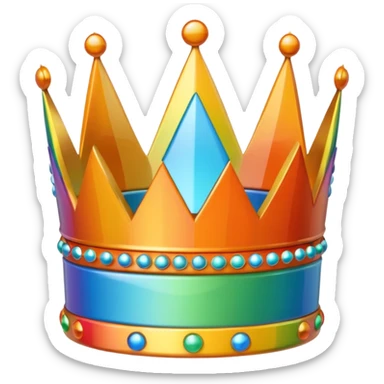 orange 3d crown with rainbow inlay sticker