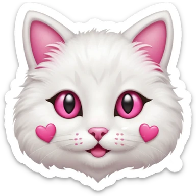 adorable cat face with hearts for eyes, joyful expression sticker