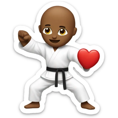 Heart doing karate sticker