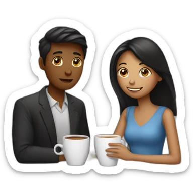 having coffee with girl in date nigt sticker