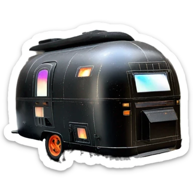 Darth Vader’s black painted airstream rc caravan rusted holographic flames  sticker
