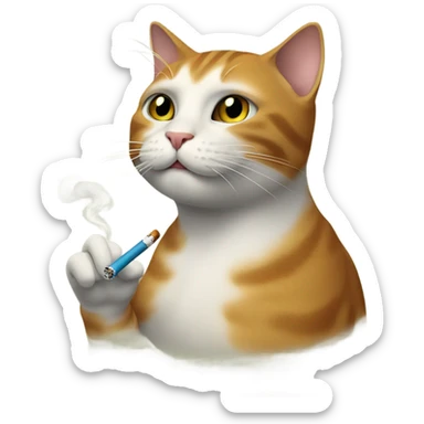 cat smoking a cig sticker