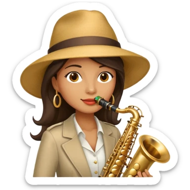 The woman in the hat playing the saxophone sticker