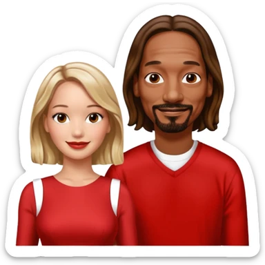  snoop dogg and Jennifer Lawrence in red dress sticker