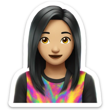 Rave leader Asian girl black hair sticker