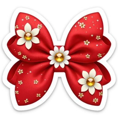 red flower bow with glitter sticker