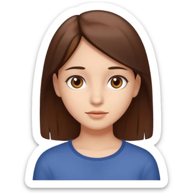 A girl with fair skin, brown eyes, and straight brown hair sticker