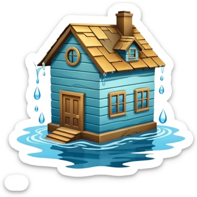 House with flooding around it sticker