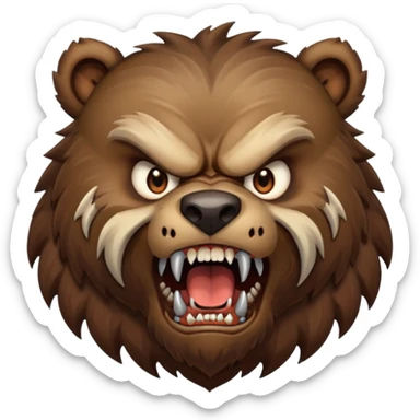 angry werebear with roaring with claws ou sticker