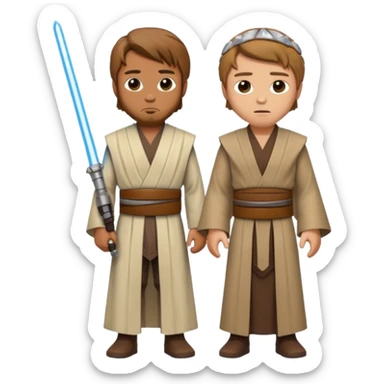 I can't star wars Style Emoji with Obi-Wan that Standing in Front of Anakin And Anakin Is Cut at half  sticker