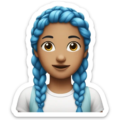 A girl with blue braided hair and pink eyes sticker