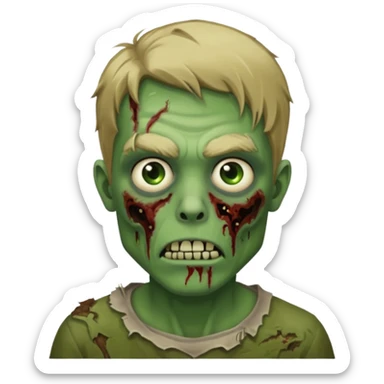 pretty dark blonde hair zombie man with green skin sticker