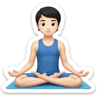 garoto de 17 anos, pele clara, cabelo liso preto médio, fazendo yoga  sticker