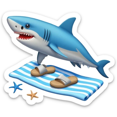 Tiburón con zapatos en la playa  sticker