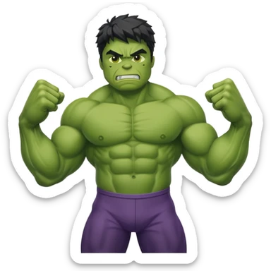 Hulk, flexing muscles green superhero sticker