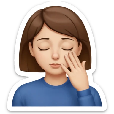 Pinching bridge of nose with eyes closed sticker