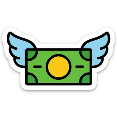 money with wings, donation emoji sticker
