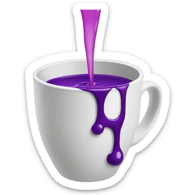 cup with purple liquid pouring out sticker