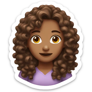 girl with medium skin and brown long curly hair sticker