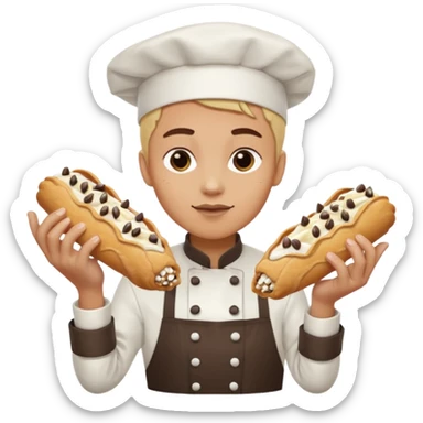 Smashed overworked pastry chef with cannoli sticker