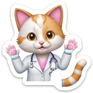 cute doctor kitten with paws up sticker