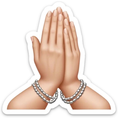 skin tone praying hands with silver beads sticker