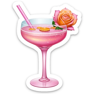 Glittery rose mocktail with orange light pink roses sticker